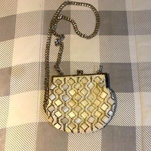 Vintage 1960’s Silver and Pearl White Beaded Purse